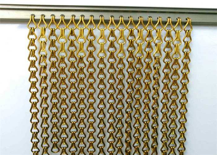 Χρυσό πλέγμα καλωδίων αργιλίου διακοσμητικό 3m κουρτίνα μυγών αλυσίδων μετάλλων πλάτους